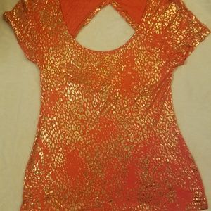 Orange and Gold Leppard Print Blouse